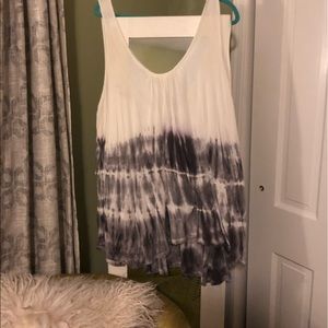 FREE PEOPLE TANK TOP TIE DYE OMBRÉ BLACK WHITE